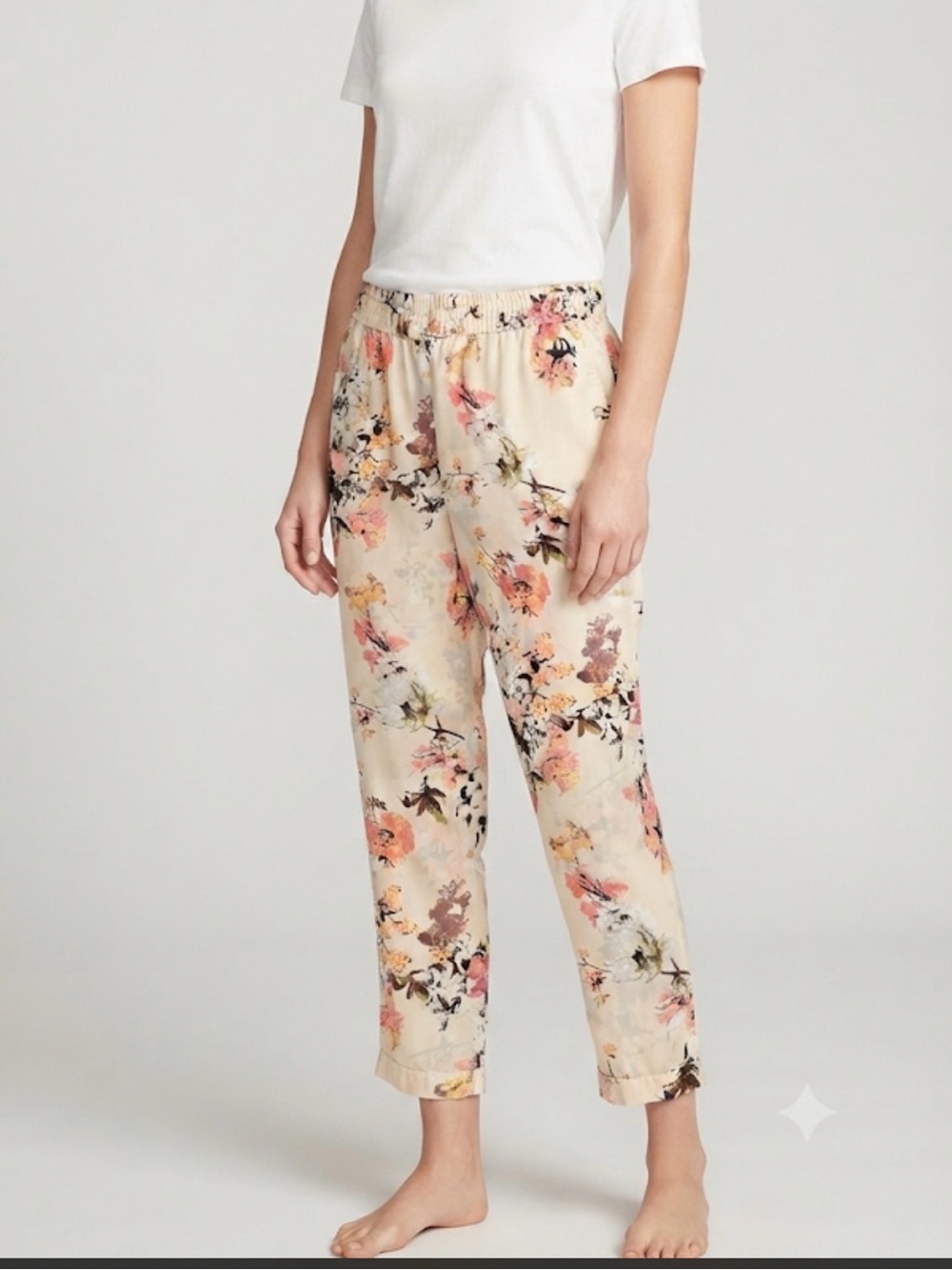 LOFT Floral Pull-On Jogger Pants (Size L)